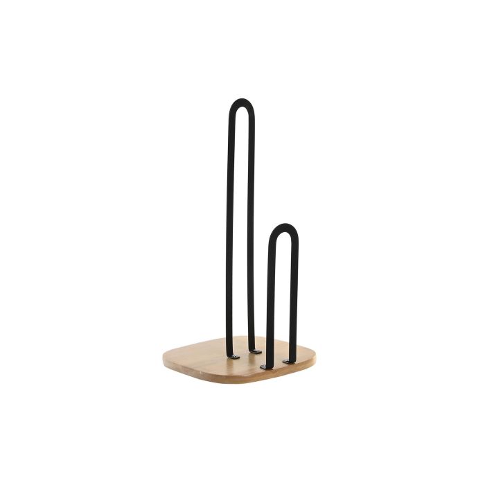 DKD Home Decor Portarrollos Basicos Colección Iron Black Negro y Natural de Acero y Bambú 16 cm Ancho x 16 cm Fondo x 31.3 cm Alto 2