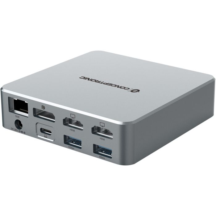 Conceptronic DONN25G Docking Station 15 En 1 Plata USB 3.2 Gen 2 Type-C HDMI Ethernet 2
