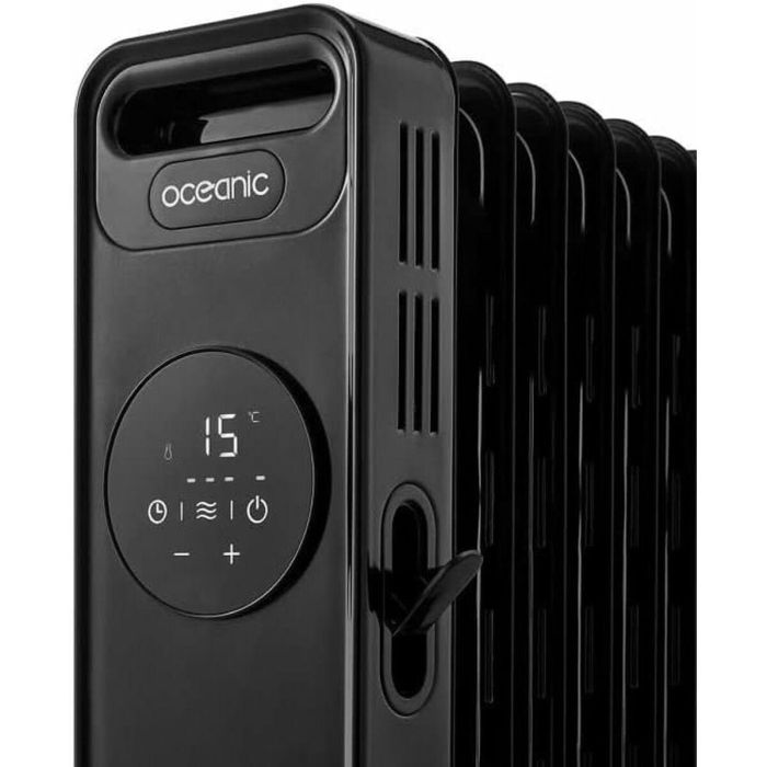 Calentador eléctrico en baño de aceite 1500W OCEANIC - 3 potencias - Termostato electrónico - Mando a distancia - Móvil - Negro 2