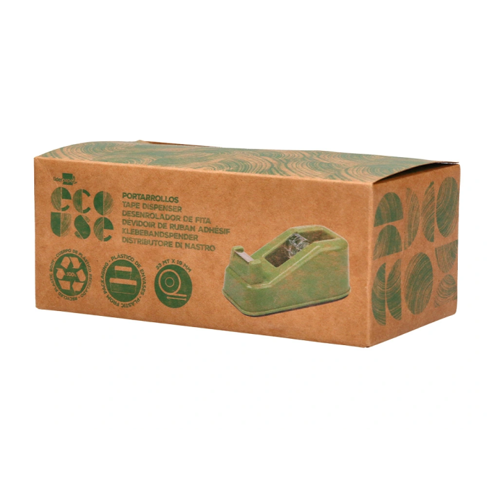Liderpapel Portarrollo sobremesa ecouse 100% plástico reciclado para cinta de 33 mt color verde 6