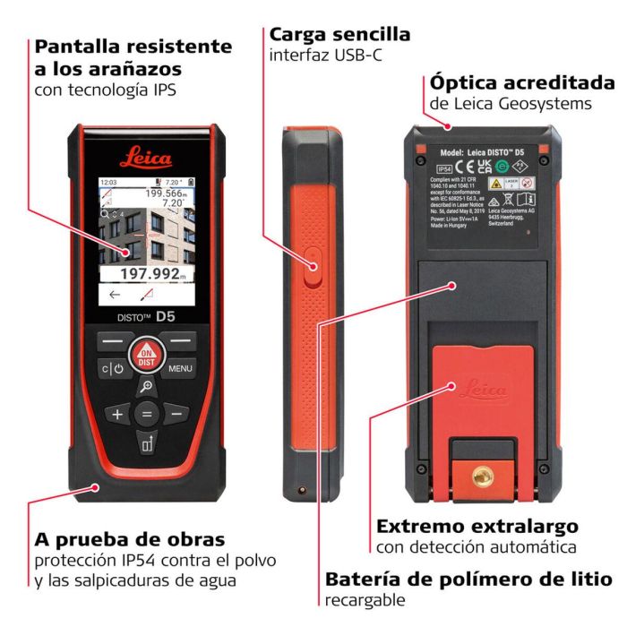 Telémetro Leica Geosystems DISTO D5 200 m 3 Telémetro Leica Geosystems DISTO D5 200 m 3