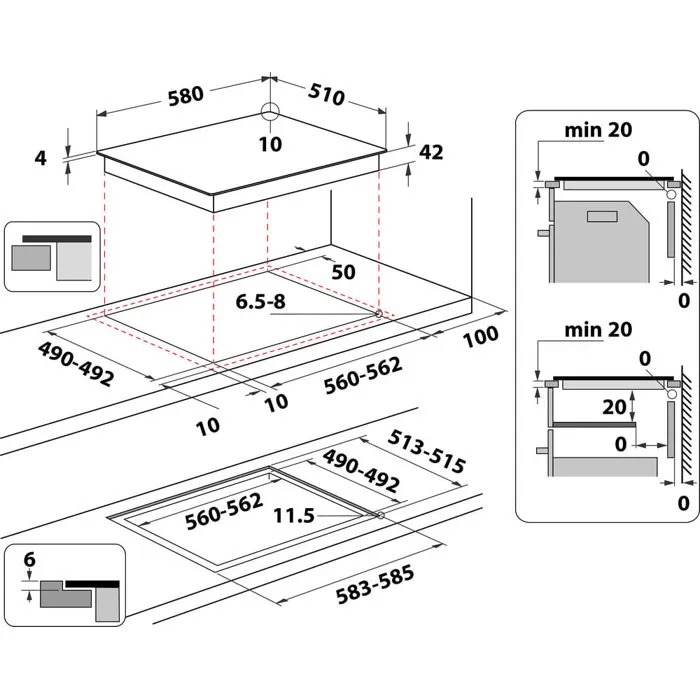 Whirlpool AKT8090NE Placa Vitrocerámica - 4 Zonas - 6200W - 60cm Ancho - Revestimiento Vidrio - Negro 3 Whirlpool AKT8090NE Placa Vitrocerámica - 4 Zonas - 6200W - 60cm Ancho - Revestimiento Vidrio - Negro 3