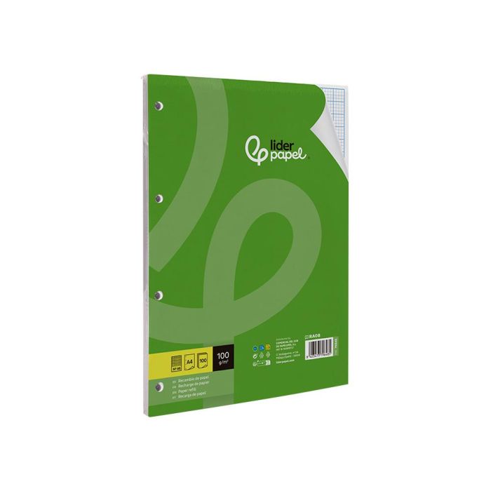 Recambio Liderpapel A4 100 Hojas 100 gr-M2 Rayado Nº 46 4 Taladros 24 unidades 2