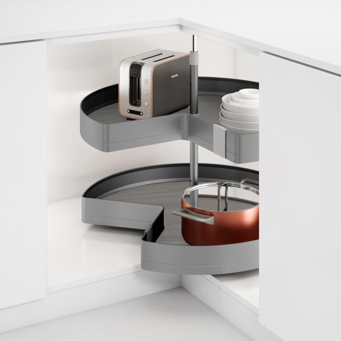 Emuca Juego de bandejas giratorias Harmony 3/4, Módulo ancho 800mm, Altura regulable, Acero y Madera, Gris antracita 2 Emuca Juego de bandejas giratorias Harmony 3/4, Módulo ancho 800mm, Altura regulable, Acero y Madera, Gris antracita 2