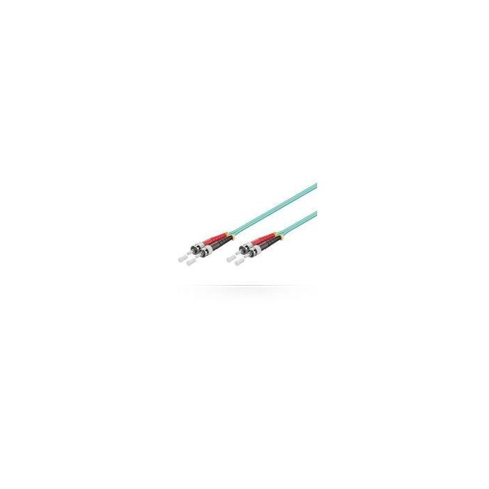 MicroConnect Cable Fibra Óptica ST-ST Multimodo Dúplex OM3 (Azul Aqua) 50/125µm para 10G/40G/100G Ethernet, 0.5m