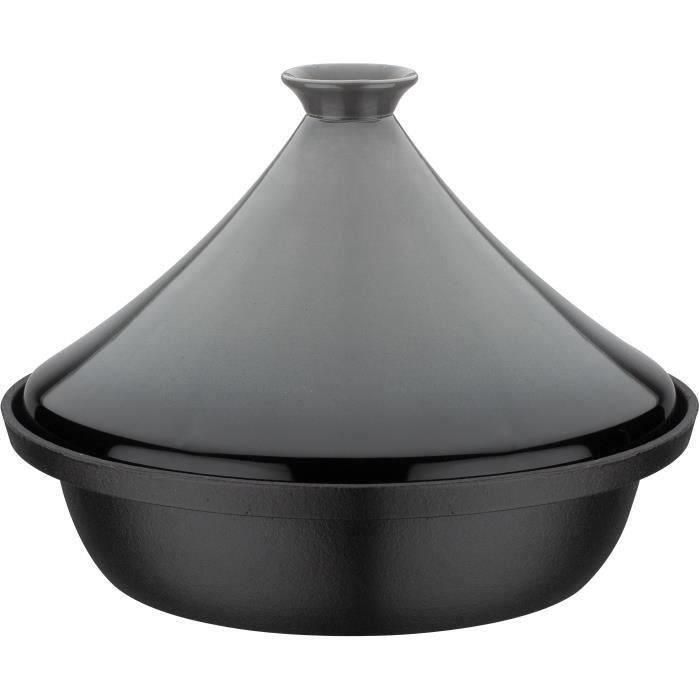 Tajín de hierro fundido macizo - GSW - 30 x 22 cm - Tapa de cerámica - Inducción - Gris Tajín de hierro fundido macizo - GSW - 30 x 22 cm - Tapa de cerámica - Inducción - Gris