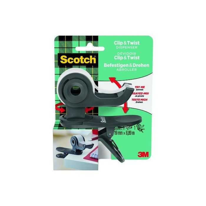 Scotch Portarrollo Clip & Twist incluye 1 cinta Scotch Magic 8,89 m x 19 mm