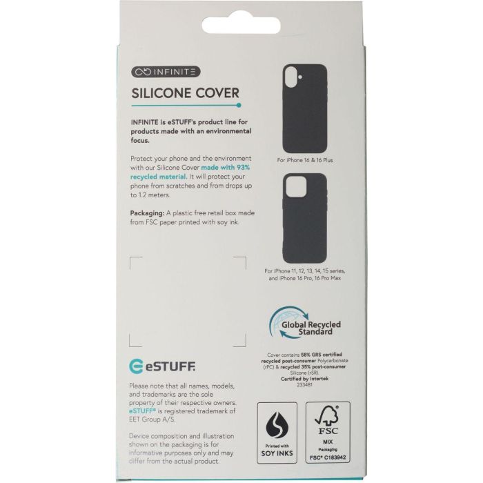 eSTUFF iPhone 16 Plus INFINITE RIGA Silicone Cover - Black - 93% recycled material 7 eSTUFF iPhone 16 Plus INFINITE RIGA Silicone Cover - Black - 93% recycled material 7