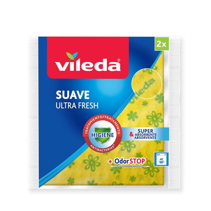 Vileda Bayeta Suave Ultrafresh Amarilla 34x34 cm con Cloruro de Plata Antibacterias Multiusos Microfibra Alta Absorción