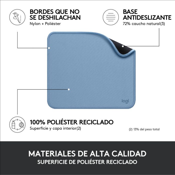 Logitech Alfombrilla de Ratón Studio Series Antideslizante Resistente a Derrames Poliést. Reciclado Gris Azulado 230x200x2mm 3 Logitech Alfombrilla de Ratón Studio Series Antideslizante Resistente a Derrames Poliést. Reciclado Gris Azulado 230x200x2mm 3