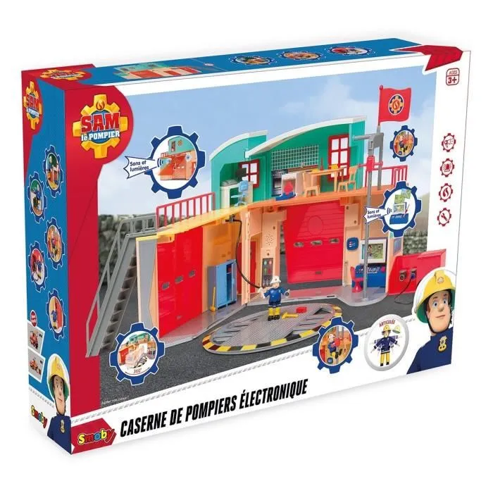 Smoby Bombero Sam Estación de Bomberos Pontypandy con 1 Figura Juguete para Niños a Partir de 3 Años SMO109258282002