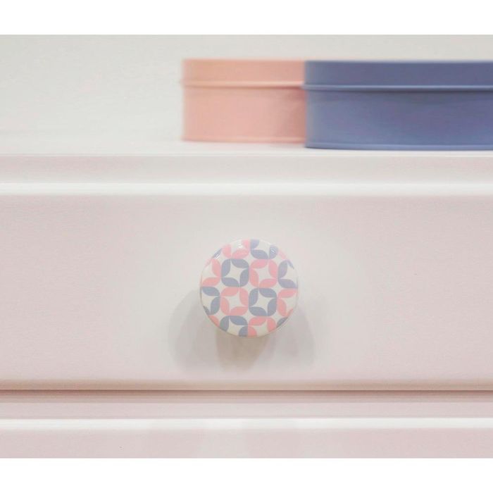 Rei e222 Blister con 4 Pomos Redondos para Mueble de Madera Acabado Rosa y Blanco Ilustrado Ø40mm 3