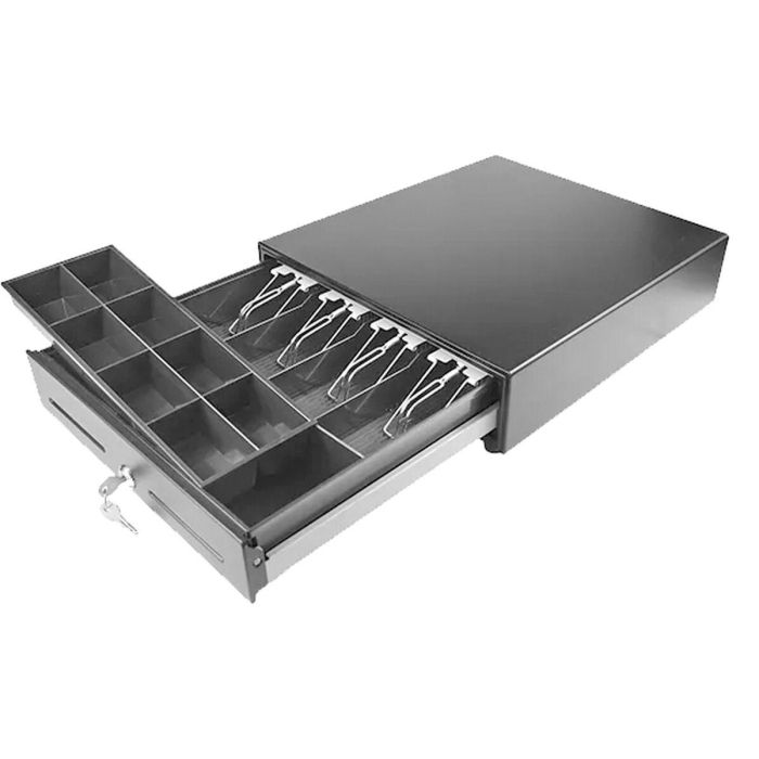 Mustek LB-410 Cajón de efectivo manual con Carcasa de Metal Negro. Medidas: 410x415x110 mm (Ancho/Profundo/Alto) 1