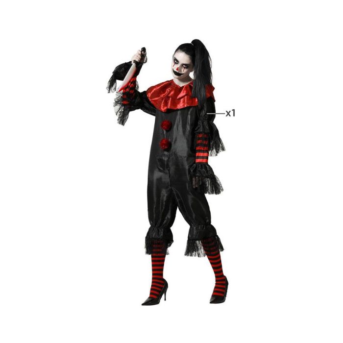 Disfraz de Payasa Negra Terrorífica para Mujer Adulto con Mono Largo y Volantes, Ideal para Halloween y Espectáculos de Terror Talla M-L Disfraz de Payasa Negra Terrorífica para Mujer Adulto con Mono Largo y Volantes, Ideal para Halloween y Espectáculos de Terror Talla M-L