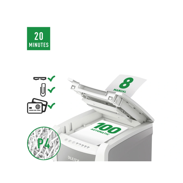 Trituradora de Papel Leitz IQ 100 Autofeed P4 3