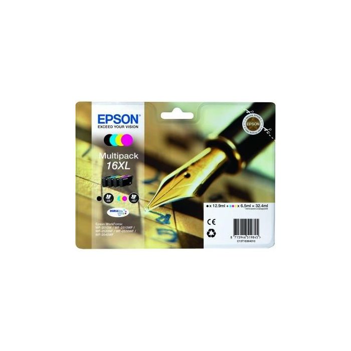 Epson Tinta T16XL Pack 4 Colores Negro Cian Magenta Amarillo Durabrite Ultra Ink Cartucho 1
