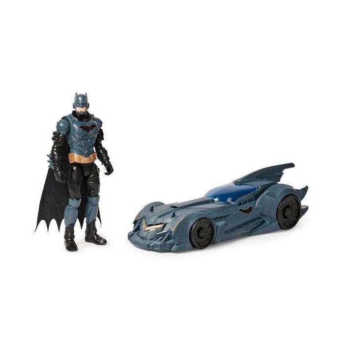 Spin Master 6070521 Set Figura de Acción Batman 30 cm Articulada con Capa de Tela y Batmóvil que Abre Cabina