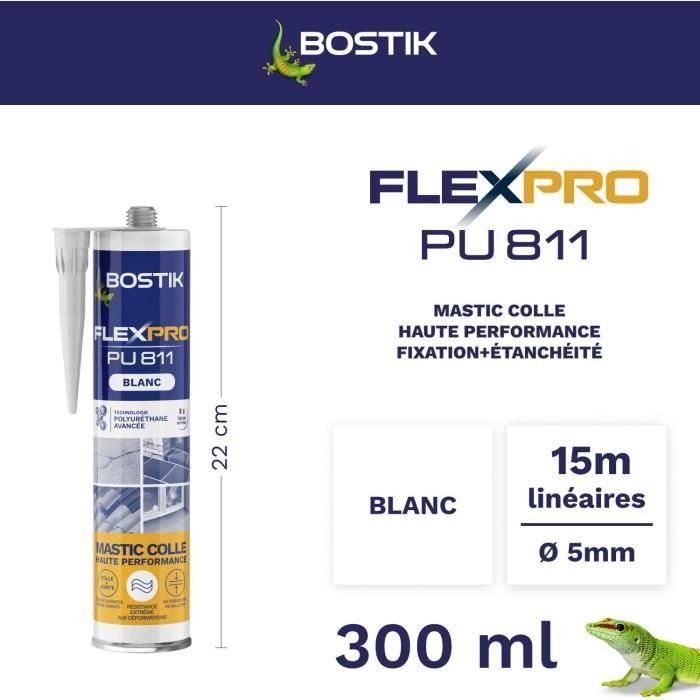 Sellador/adhesivo - BOSTIK - Flexpro PU811 - Todo tipo de materiales - Interior/exterior - Blanco - 300 ml 1