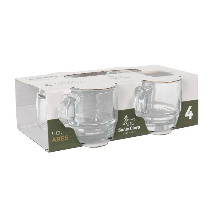 LAV Set de 4 Tazas de Café Ares Apilables, 9 cl (5.5 x 5.5 x 8 cm) - Colección Ares (6 Cajas)