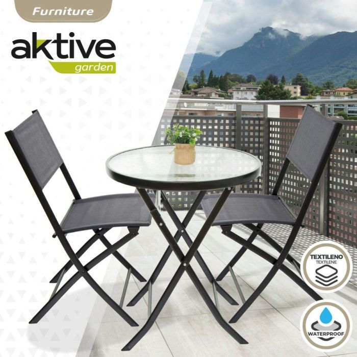 Muebles de Jardín Aktive Mesa Silla x 2 3 Piezas 60 x 71 x 60 cm 46 x 42 x 82 cm 2