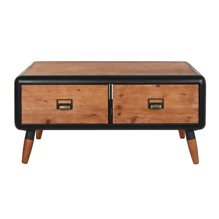 DKD Home Decor Mesa Centro Loft Marron Oscuro Gris Oscuro 56 x 45 x 97 cm con 2 Cajones 3