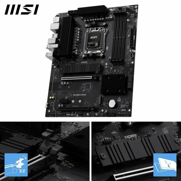MSI 911-7E80-002 PRO B850-S Placa base ATX AMD B850 Zócalo AM5, AMD Ryzen 7000/8000/9000, DDR5, Wi-Fi 6E 11 MSI 911-7E80-002 PRO B850-S Placa base ATX AMD B850 Zócalo AM5, AMD Ryzen 7000/8000/9000, DDR5, Wi-Fi 6E 11