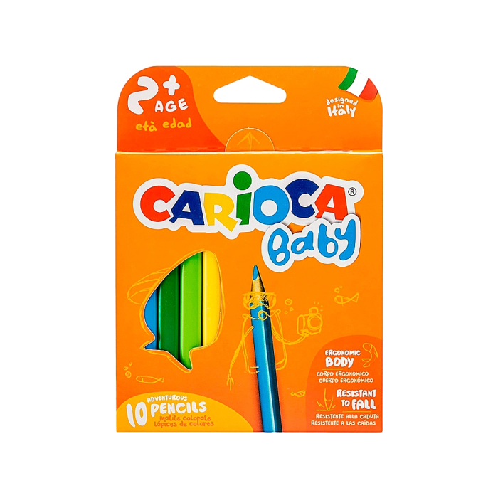 Carioca Lápices de Colores Baby 2 Años Caja de 10 Colores Surtidos Madera Triangular 1
