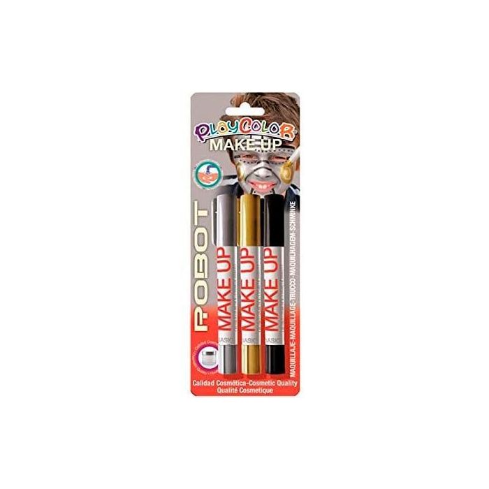 Playcolor Pack 3 Barras De Maquillaje Make Up Thematics Robot Oro-Plata-Negro Playcolor Pack 3 Barras De Maquillaje Make Up Thematics Robot Oro-Plata-Negro