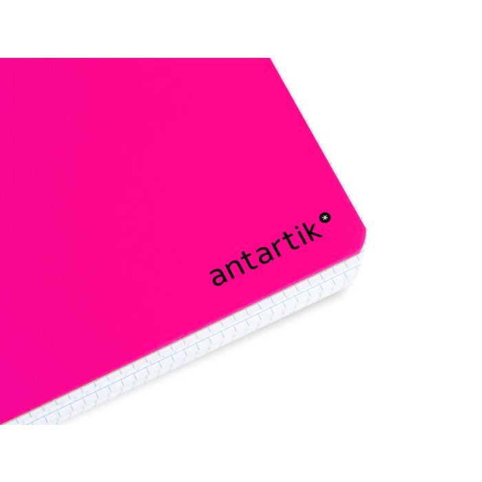 Cuaderno Espiral A4 Antartik Tapa Dura 80H 90 gr Cuadro 4 mm Con Margen Color Rosa Fluor 2