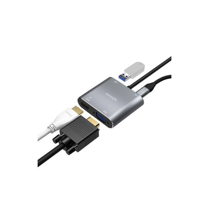 Conversor Aisens A109-0626/ HDMI Hembra - VGA Hembra - USB Tipo-C Macho - USB Hembra - USB Tipo-C Hembra/ 15cm/ Gris 3