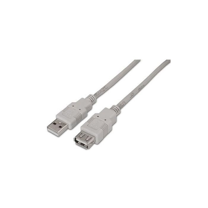 Cable Alargador USB 2.0 Aisens A101-0013/ USB Macho - USB Hembra/ Hasta 2.5W/ 60Mbps/ 1.8m/ Beige