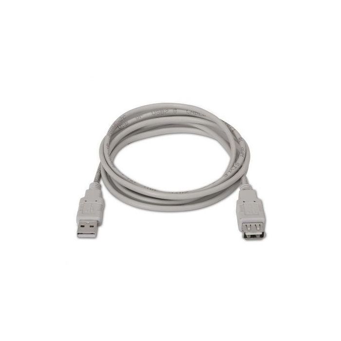 Cable Alargador USB 2.0 Aisens A101-0014/ USB Macho - USB Hembra/ Hasta 2.5W/ 60Mbps/ 3m/ Beige 1