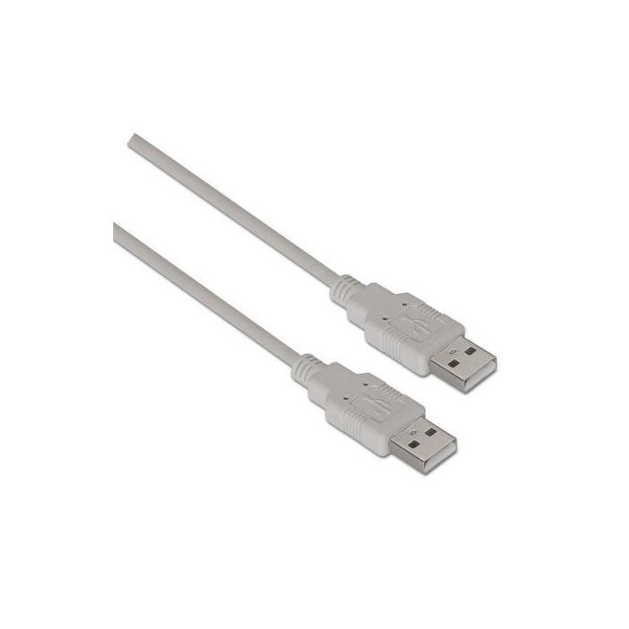 Cable USB 2.0 Aisens A101-0021/ USB Macho - USB Macho/ Hasta 2.5W/ 60Mbps/ 1m/ Beige