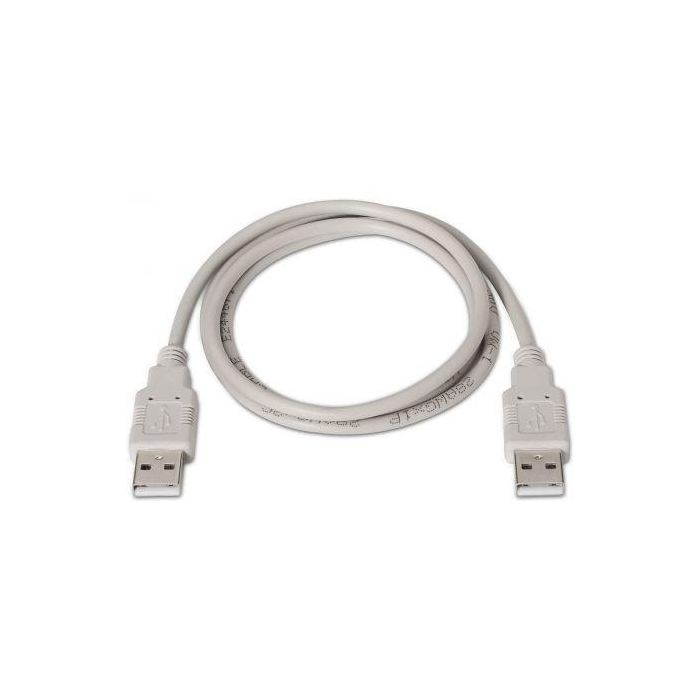 Cable USB 2.0 Aisens A101-0022/ USB Macho - USB Macho/ Hasta 2.5W/ 60Mbps/ 2m/ Beige 1