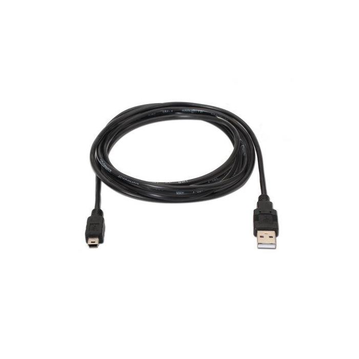 Cable USB 2.0 Aisens A101-0026/ USB Macho - USB Mini Macho/ Hasta 2.5W/ 60Mbps/ 3m/ Negro 1