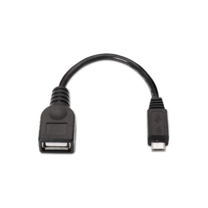 Cable USB 2.0 Aisens A101-0031/ MicroUSB Macho - USB Hembra/ Hasta 2.5W/ 60Mbps/ 15cm/ Negro 1