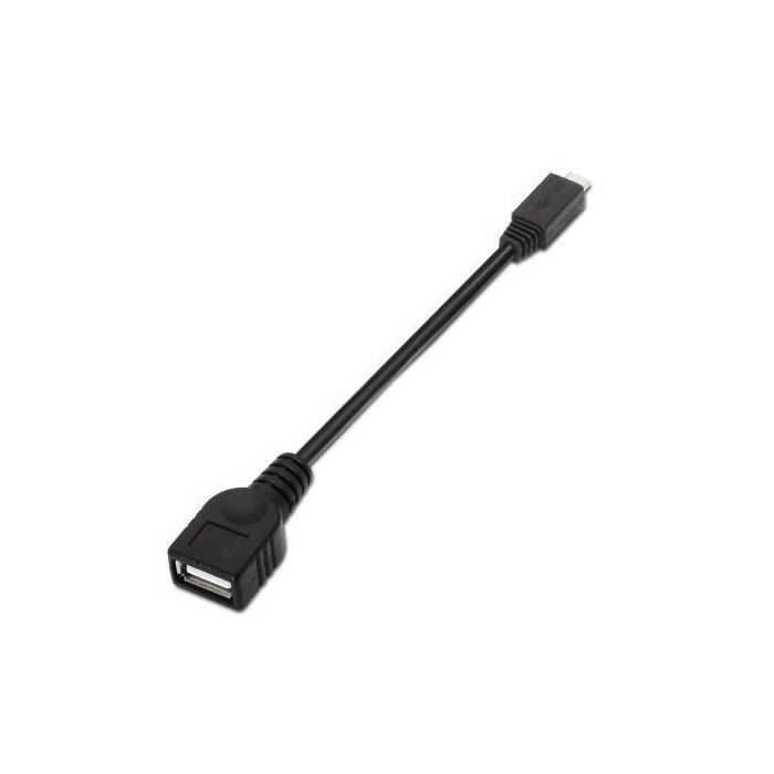 Cable USB 2.0 Aisens A101-0031/ MicroUSB Macho - USB Hembra/ Hasta 2.5W/ 60Mbps/ 15cm/ Negro