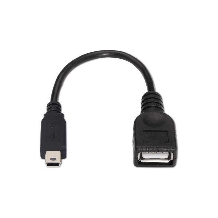Cable USB 2.0 Aisens A101-0033/ MiniUSB Macho - USB Hembra/ Hasta 2.5W/ 60Mbps/ 15cm/ Negro 1