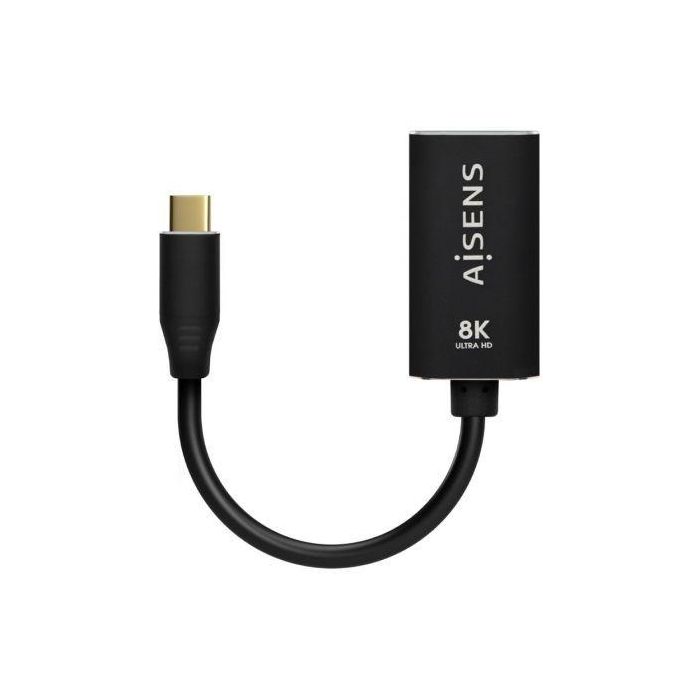 Conversor Aisens A109-0690/ USB Tipo-C Macho - DisplayPort Hembra/ Hasta 27W/ 1250Mbps/ 15cm/ Negro 1