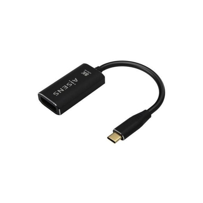 Conversor Aisens A109-0690/ USB Tipo-C Macho - DisplayPort Hembra/ Hasta 27W/ 1250Mbps/ 15cm/ Negro