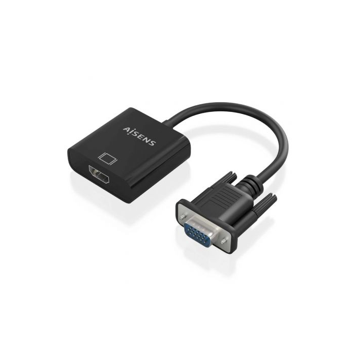 Cable Conversor Aisens A115-0873/ VGA Macho/ HDMI Hembra - Jack 3.5 Hembra - MicroUSB / 20cm/ Negro