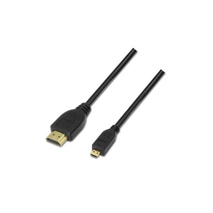 Cable Micro HDMI Aisens A119-0116/ HDMI Macho - Micro HDMI Macho/ Hasta 10W/ 720Mbps/ 80cm/ Negro