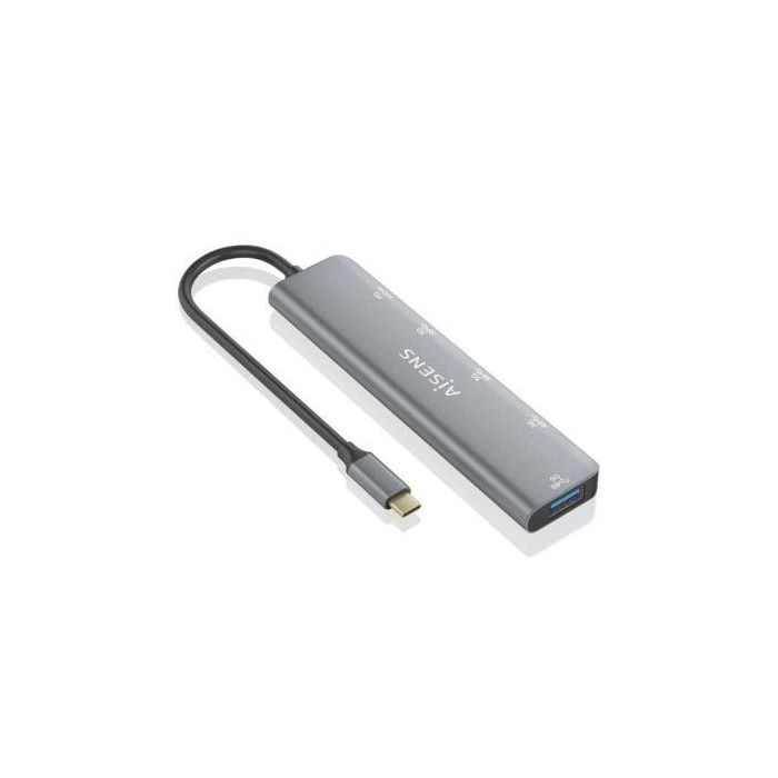 Hub USB Tipo-C Aisens A109-0857/ 3xUSB/ 1xUSB Tipo-C/ 1xUSB Tipo-C PD/ Gris 1