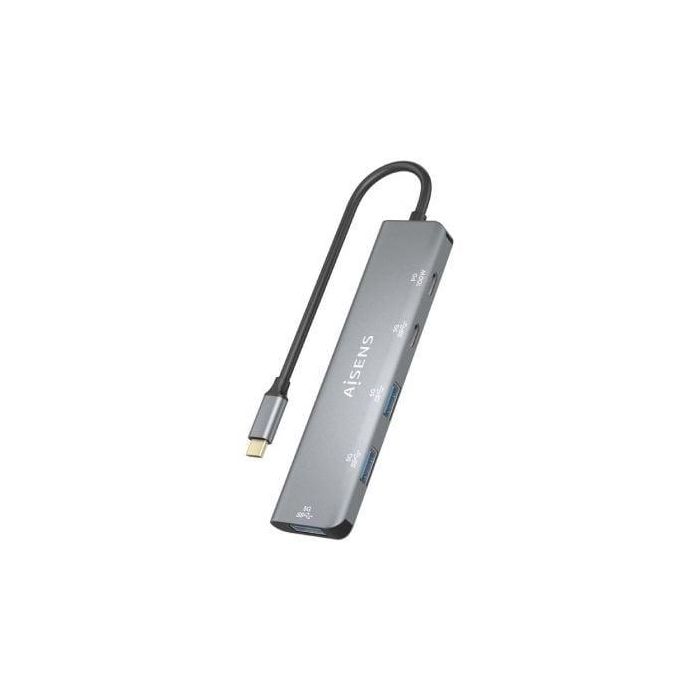 Hub USB Tipo-C Aisens A109-0857/ 3xUSB/ 1xUSB Tipo-C/ 1xUSB Tipo-C PD/ Gris 2