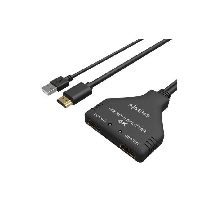 Duplicador HDMI 4K Aisens A123-0654/ 2 HDMI Hembra - HDMI Macho - USB Macho/ 30cm/ Negro 1