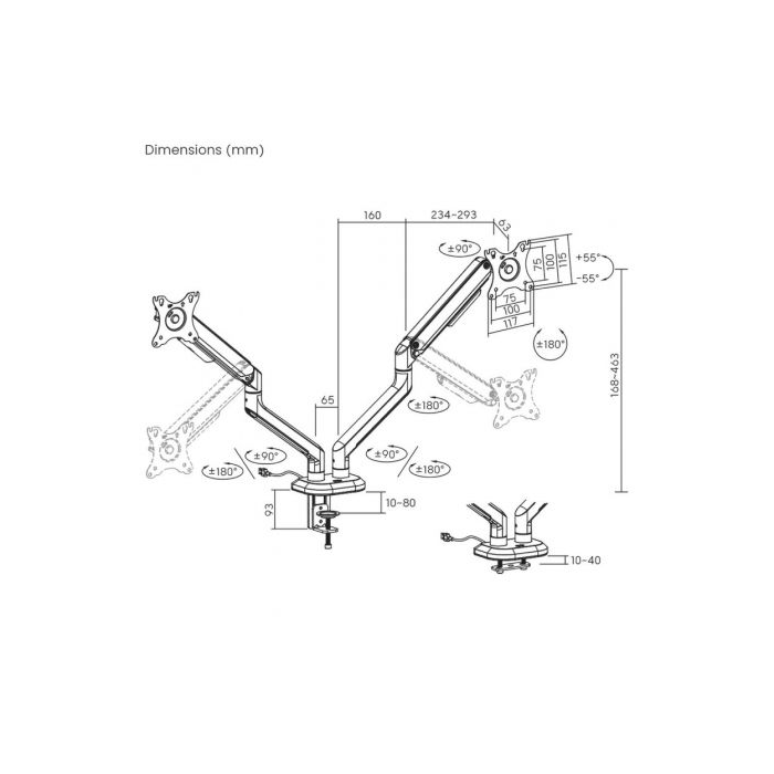 Soporte Gaming para 2 Monitores Aisens DT32TSR-297/ hasta 9kg 4