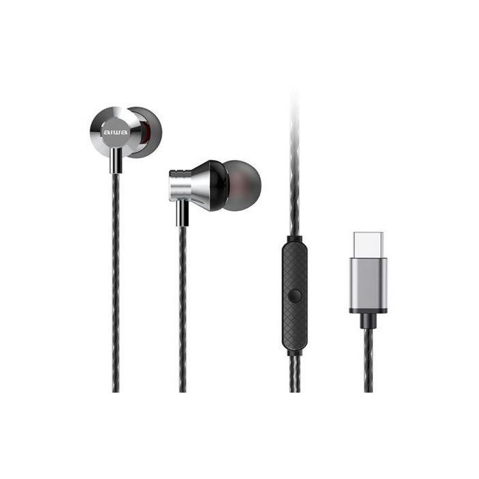 Auriculares Intrauditivos Aiwa ESTM-50USB-C/SL/ con Micrófono/ USB Tipo-C/ Plateados