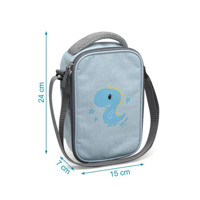 KioKids Bolso Merienda Dino Azul - Bolsa Térmica Infantil Dolci Amici, Capacidad 2.5L, Conserva Calor y Frío, +0 Meses 3