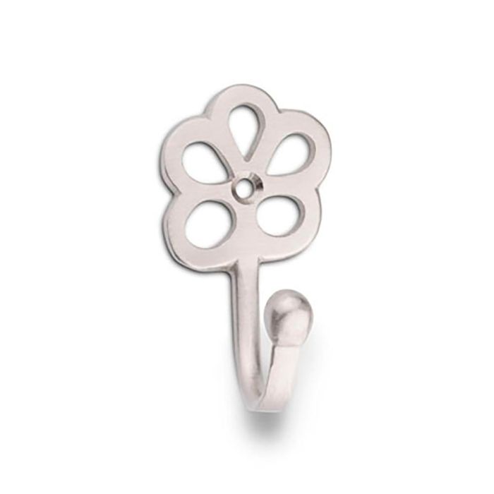 Inofix Colgador de latón modelo flor, níquel satinado, individual, 66 x 36 x 35 mm