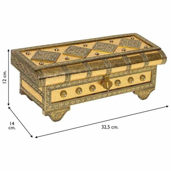 Caja-Joyero Alexandra House Living Dorado Aluminio Madera MDF 14 x 12 x 32 cm 4